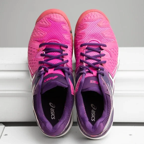 Asics Gel Resolution 6 Tennis Shoes Womens 9.5 Pink Purple Performance Sneakers - Picture 5 of 6